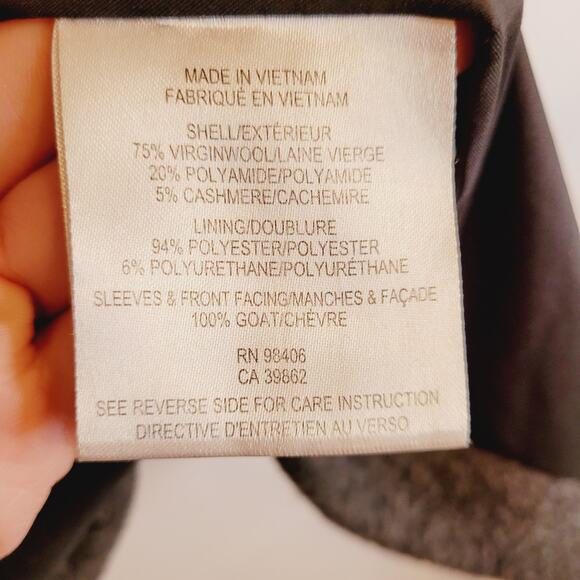 Theory Naomo womens grey wool and black leather snap front coat size small - Picture 9 of 12